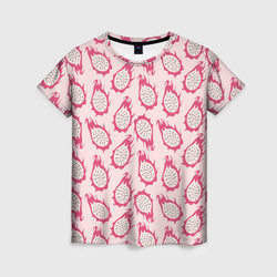 Питахайя, розовый паттерн – Женская футболка 3D с принтом купить со скидкой в -23%