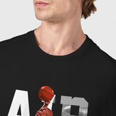 Футболка с принтом Майкл Джордан, Chicago Bulls, Чикаго Буллз для мужчины, вид на модели спереди №4. Цвет основы: черный