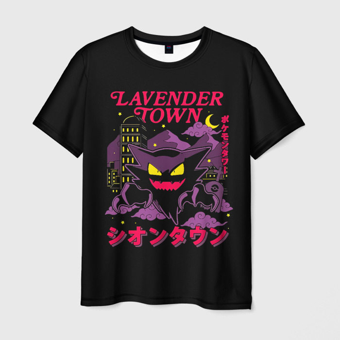 Мужская футболка с принтом Лавандовый город Хаунтера — Покемоны, вид спереди №1