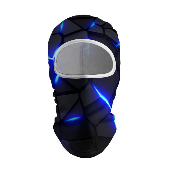 Балаклава с принтом Cyberpunk 2077: броня синяя сталь, вид спереди №1