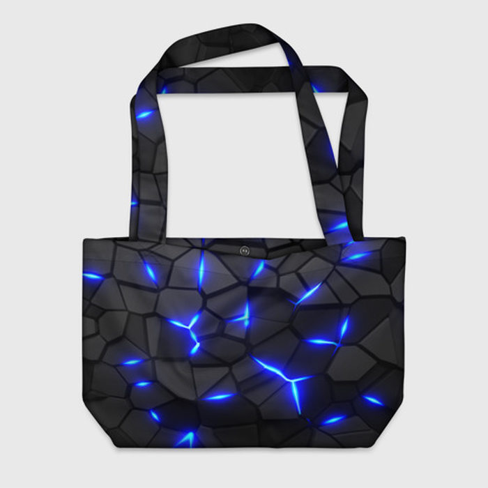 Пляжная сумка с принтом Cyberpunk 2077: броня синяя сталь, вид спереди №1