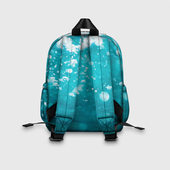 Рюкзак с принтом Косатка в океане для ребенка, вид на модели сзади №2. Цвет основы: белый