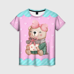 Мишка с подарками день влюбленных – Женская футболка 3D с принтом купить со скидкой в -26%