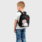 Рюкзак с принтом Котическая любовь для ребенка, вид на модели спереди №2. Цвет основы: белый