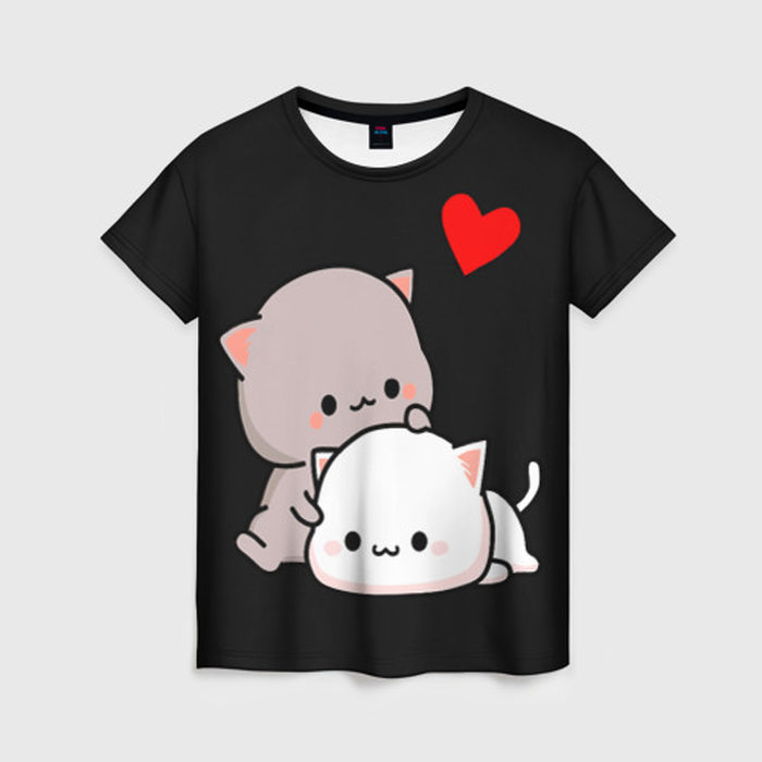 Женская футболка с принтом Котическая любовь, вид спереди №1